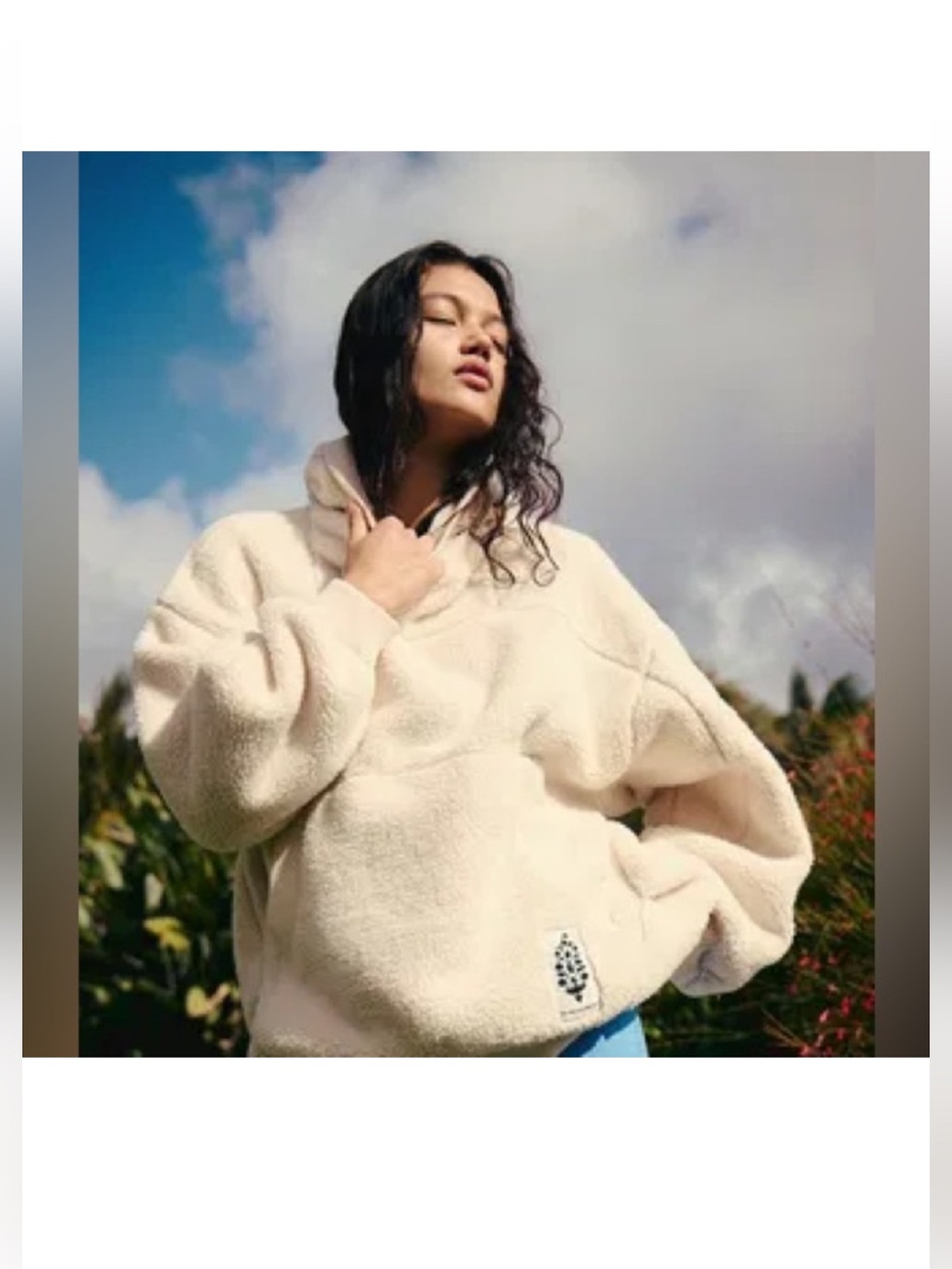 Last 1!💗 NWT Free People x FP Movement Scout It Out Fleece Pullover Ivory - Picture 3 of 10